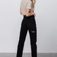 Insane Gene Black Ripped Mom Jeans | Distressed Slim Fit | Whimsical Clothing