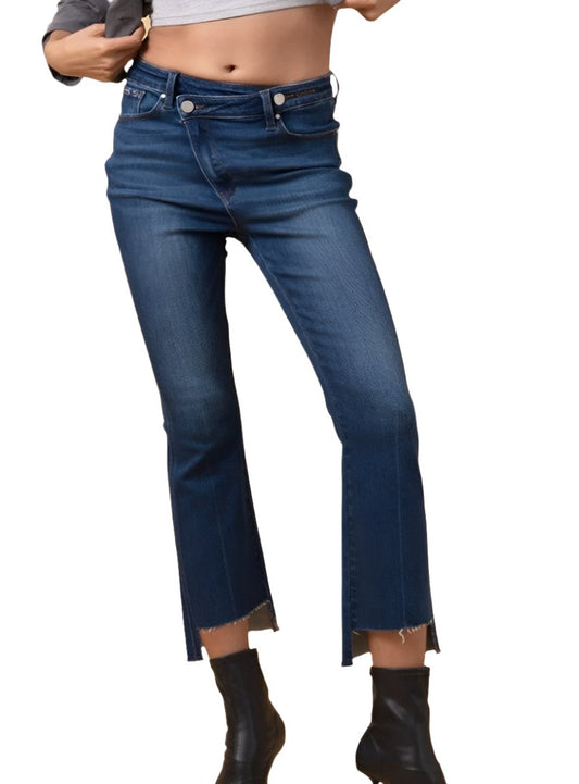 Insane Gene Crossover Step Hem Crop Bootcut Jeans with a trendy design.