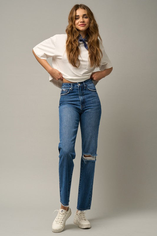 Insane Gene Dark Wash High Rise Straight Jeans | Whimsical Boutique Clothing | Appalachian Style