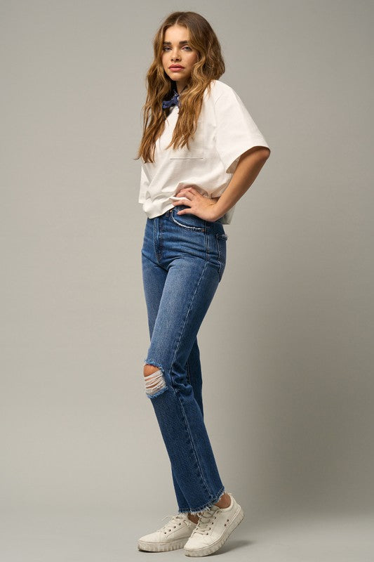 Insane Gene Dark Wash High Rise Straight Jeans | Whimsical Boutique Clothing | Appalachian Style