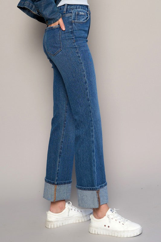 Insane Gene High Rise Cuffed Crop Bootcut Jeans | Boutique Denim | Whimsical Clothing