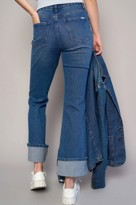 Insane Gene High Rise Cuffed Crop Bootcut Jeans | Boutique Denim | Whimsical Clothing