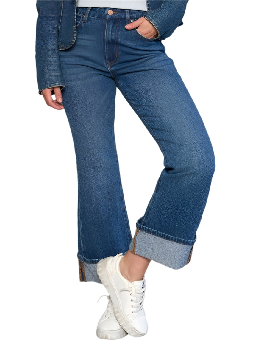 Insane Gene High Rise Cuffed Crop Bootcut Jeans | Boutique Denim | Whimsical Clothing