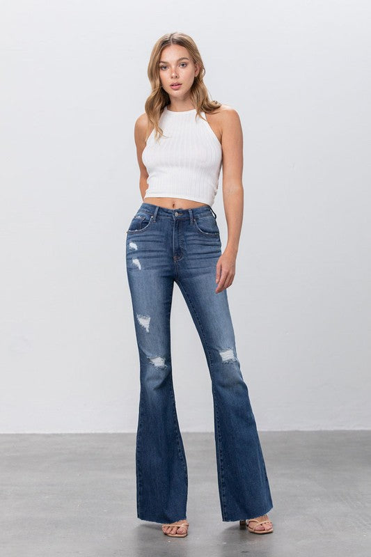 Insane Gene Mid Rise Dark Wash Flare Jeans | Women's Boutique Denim