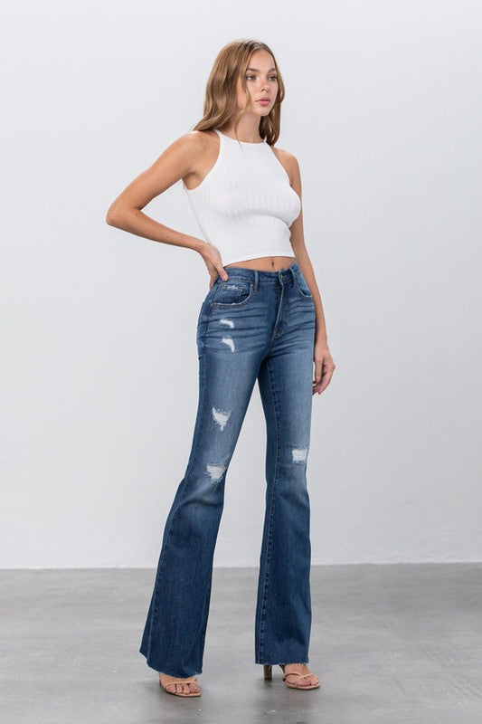 Insane Gene Mid Rise Dark Wash Flare Jeans | Women's Boutique Denim