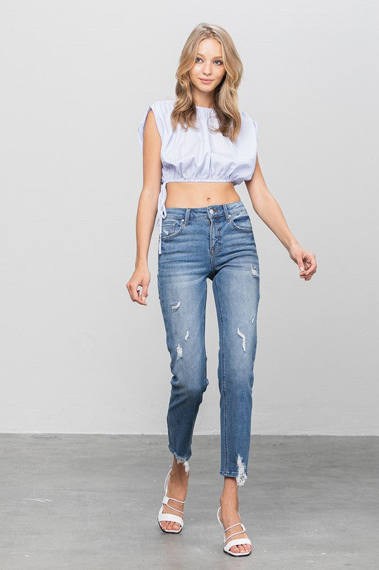 Insane Gene | Mid Rise Slim Girlfriend Jeans | Distressed Denim | Appalachian Style