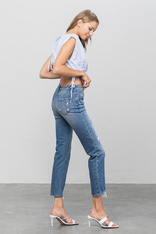 Insane Gene | Mid Rise Slim Girlfriend Jeans | Distressed Denim | Appalachian Style