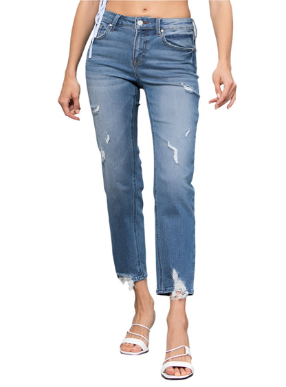 Insane Gene | Mid Rise Slim Girlfriend Jeans | Distressed Denim | Appalachian Style