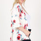 Ivory cardigan with floral print, shown with a loose, comfortable fit