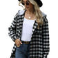 Drawstring Plaid Long Sleeve Hooded Jacket