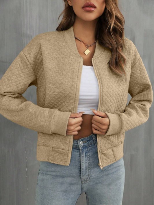 Zip Up Quilted Bomber Jacket