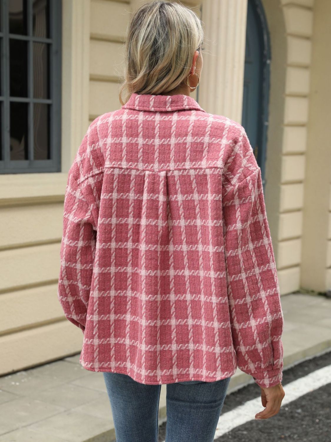 Plaid Shacket in Pink, Blue, Purple, Beige & White