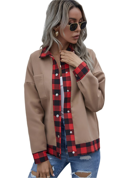 Plaid Trim Rustic Barn Jacket