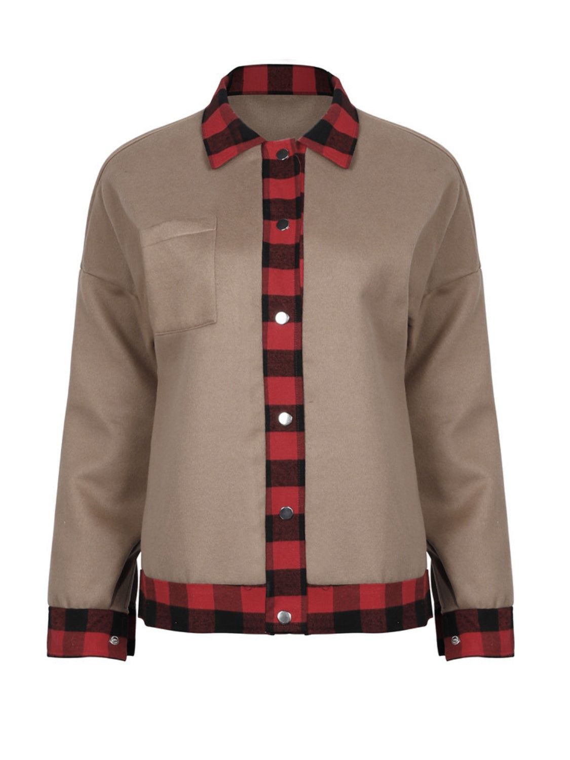 Plaid Trim Rustic Barn Jacket