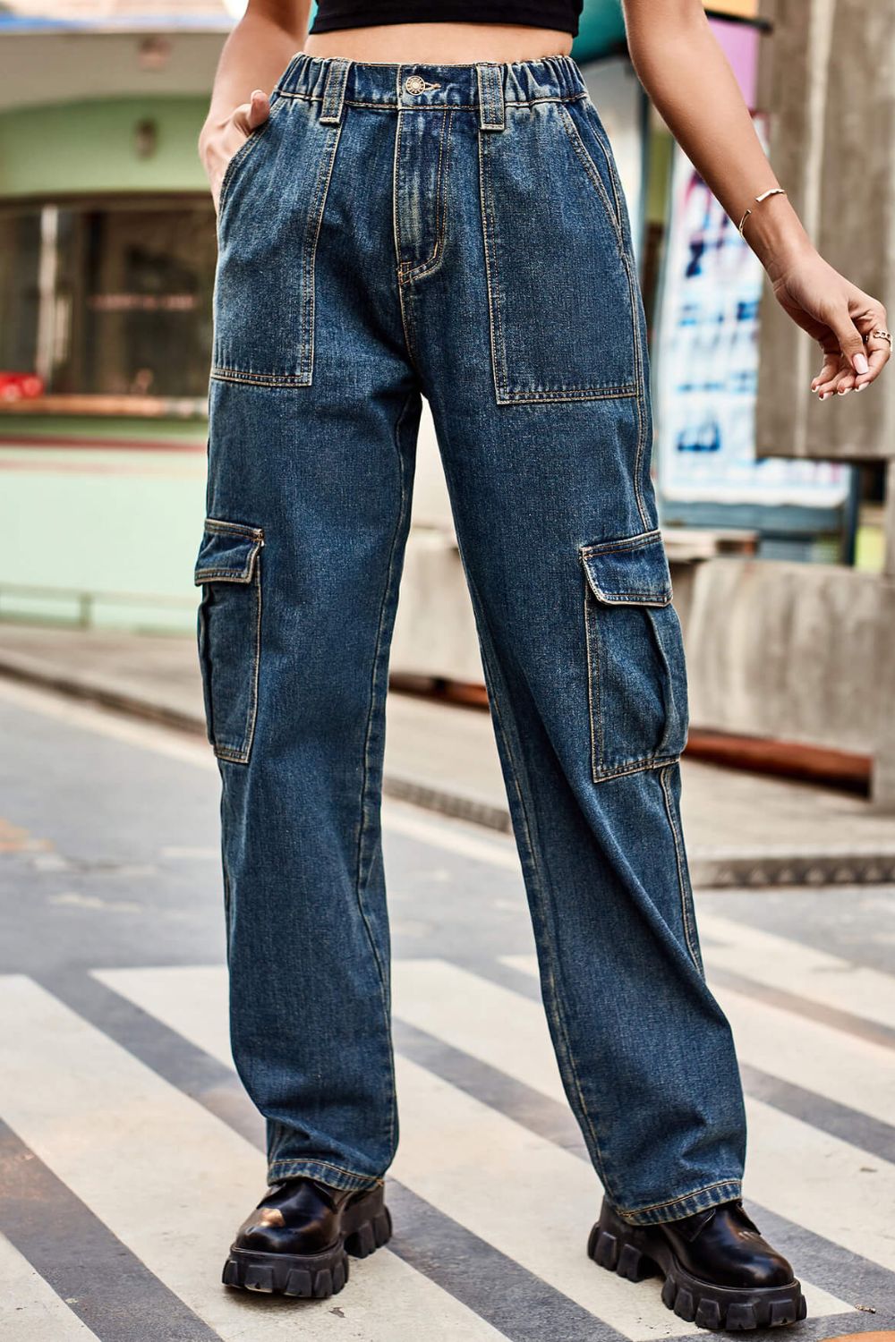 BAEFUL Long Straight Leg Cargo Jeans