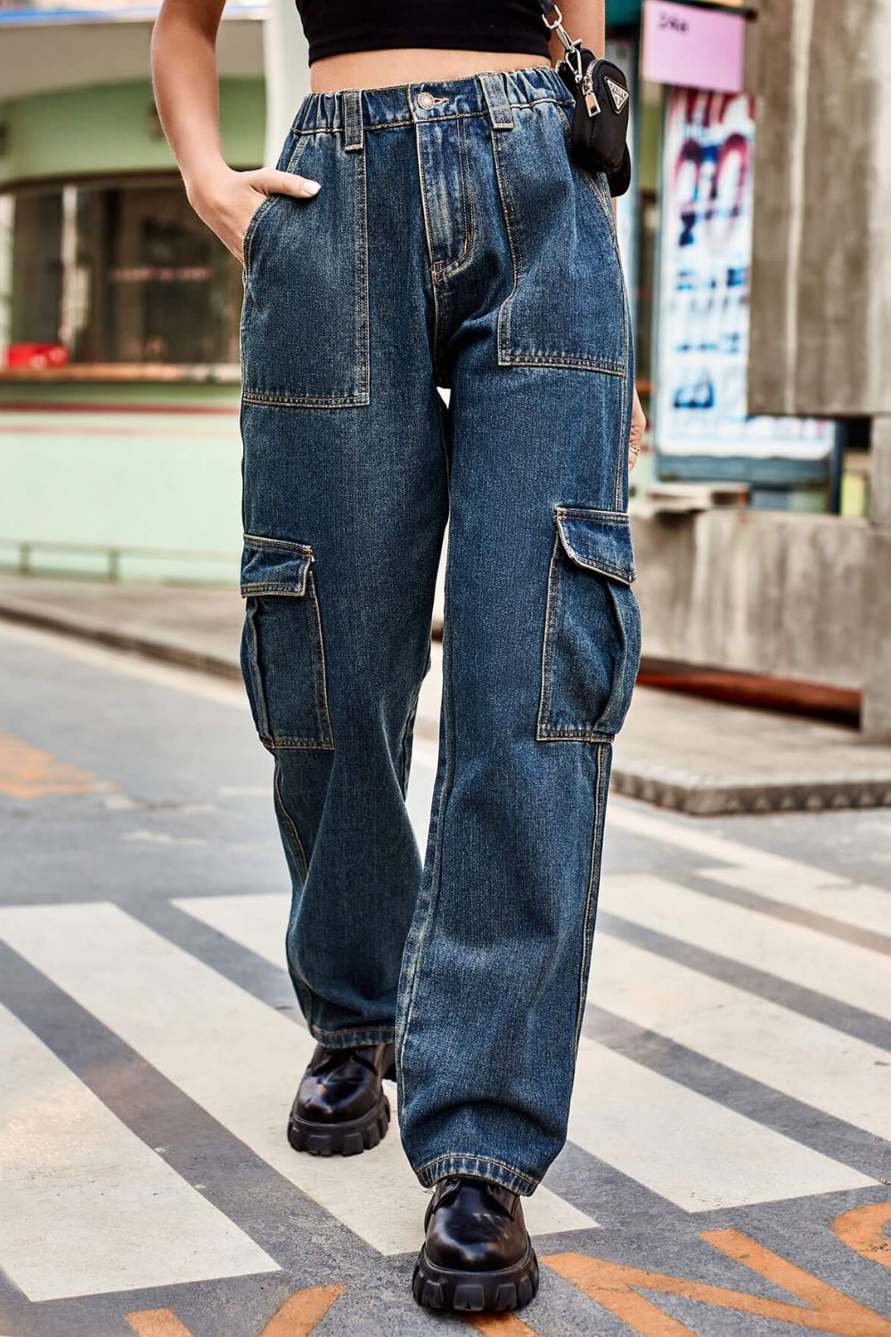 BAEFUL Long Straight Leg Cargo Jeans