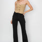 RISEN High Rise Side Slit Cargo Bootcut Jeans In Black - Whimsical Appalachian Boutique