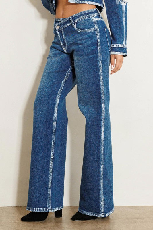 Vibrant MIU Crossed Low Rise Wide Leg Jeans