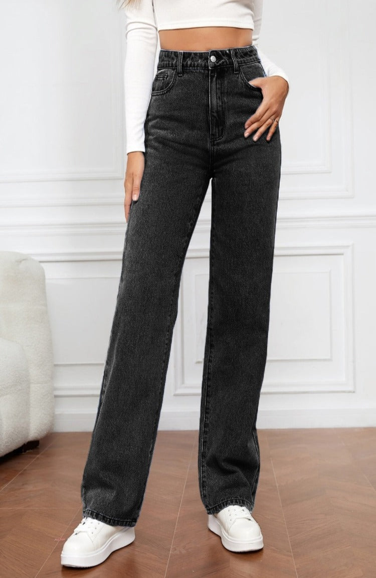 High Waisted Straight Leg Denim Jeans - Whimsical Appalachian Boutique