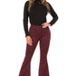 GJG Denim Leopard Bell Bottom Jean in Burgundy - Whimsical Appalachian Boutique