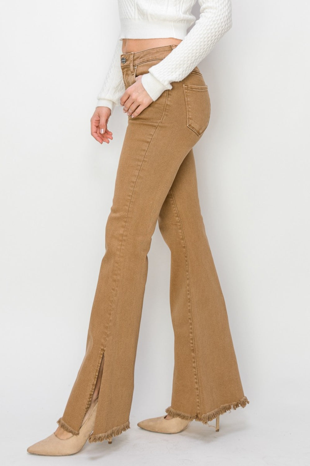 RISEN Bailey High Waist Side Slit Flare Jeans - Whimsical Appalachian Boutique