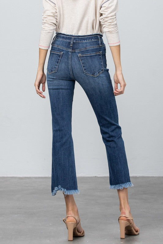 Denim Lab USA High Stretch Frayed Hem Crop Jeans - Whimsical Appalachian Boutique