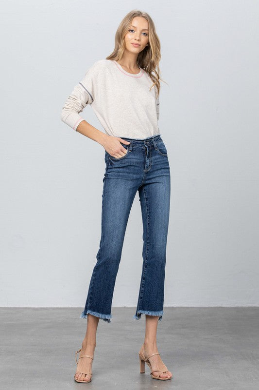 Denim Lab USA High Stretch Frayed Hem Crop Jeans - Whimsical Appalachian Boutique