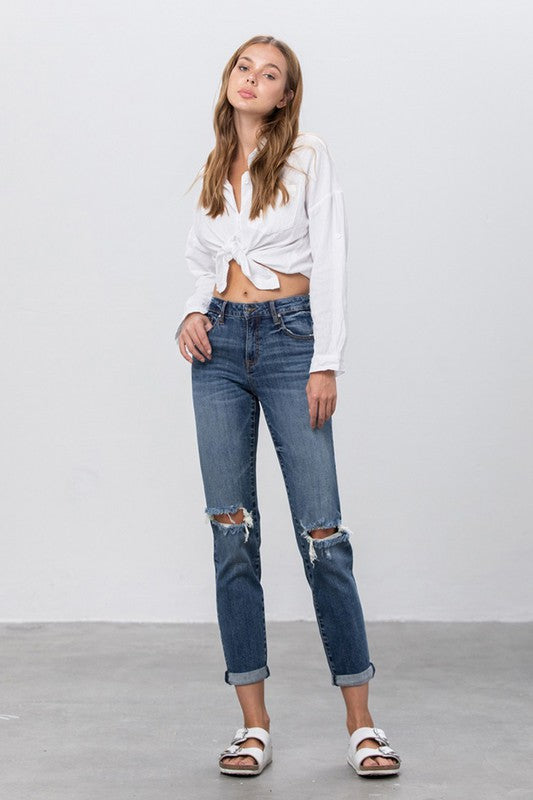 Denim Lab USA Ripped Boyfriend Jeans - Whimsical Appalachian Boutique