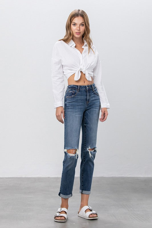 Denim Lab USA Ripped Boyfriend Jeans - Whimsical Appalachian Boutique