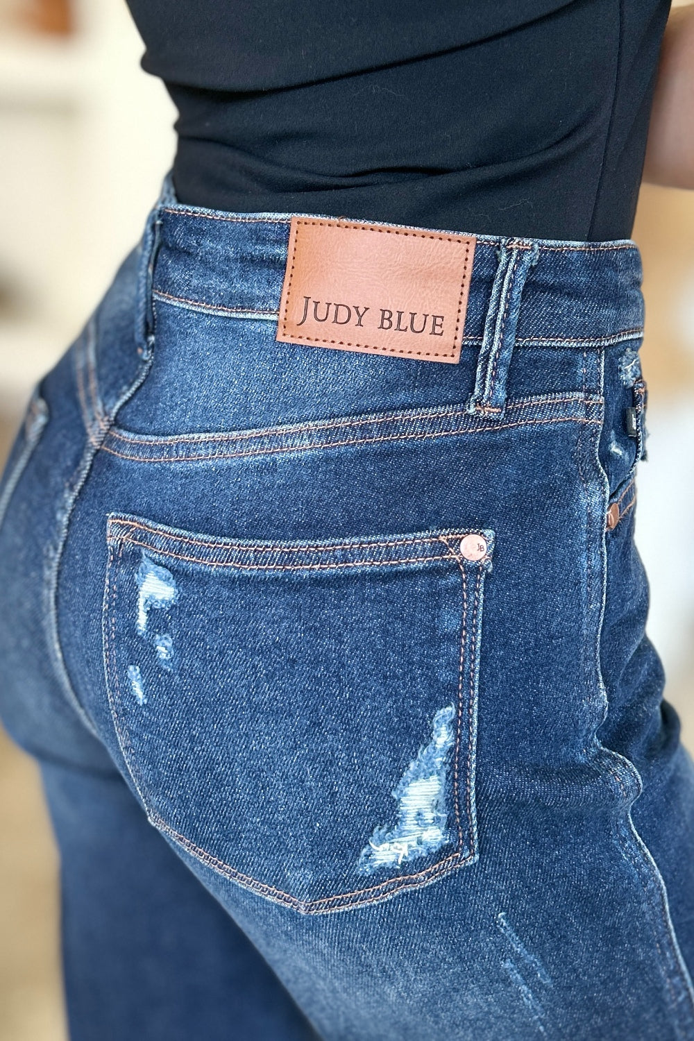 Judy Blue High Waist Rigid Magic Heavy Destroy Straight Jeans - Whimsical Appalachian Boutique