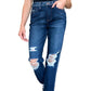 Judy Blue High Waist Rigid Magic Heavy Destroy Straight Jeans - Whimsical Appalachian Boutique