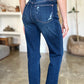 Judy Blue High Waist Rigid Magic Heavy Destroy Straight Jeans - Whimsical Appalachian Boutique