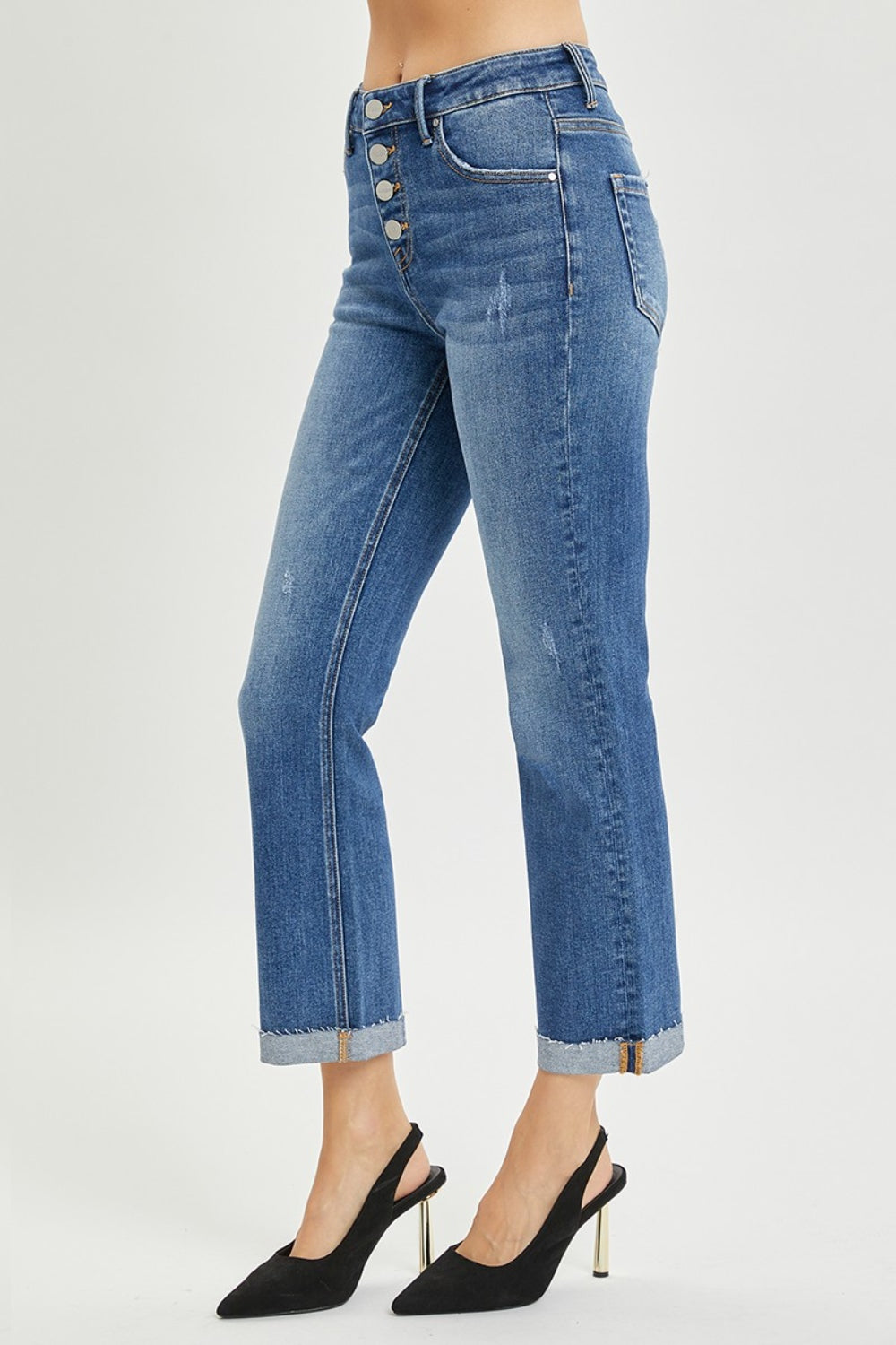 RISEN Button Fly Cropped Bootcut Jeans - Whimsical Appalachian Boutique