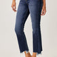 RISEN Frayed Hem Cropped Straight Jeans - Dark - Whimsical Appalachian Boutique