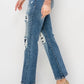 RISEN High Rise Distressed Ankle Flare Jeans - Whimsical Appalachian Boutique