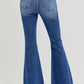 RISEN High Rise Distressed Raw Hem Flare Jeans