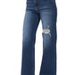 RISEN High Rise Distressed Wide Leg Jeans