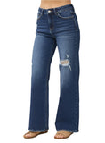 RISEN High Rise Distressed Wide Leg Jeans