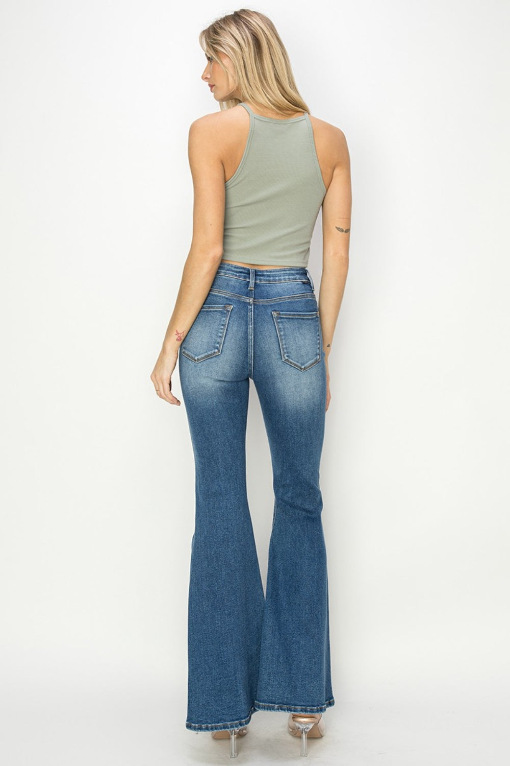 RISEN High Rise Front Seam Detailed Flare Jeans - Whimsical Appalachian Boutique