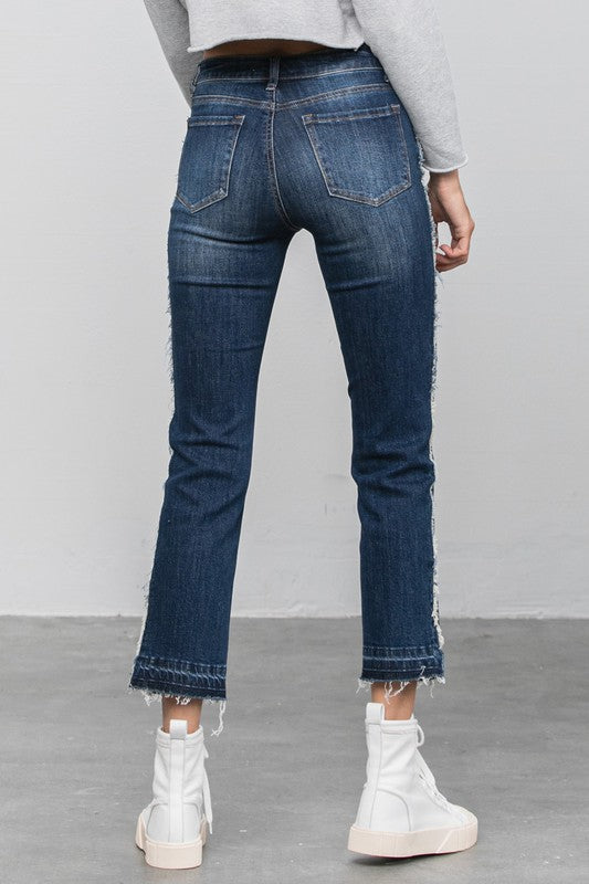 Denim Lab USA Frayed Hem Cropped Straight Jeans - Whimsical Appalachian Boutique