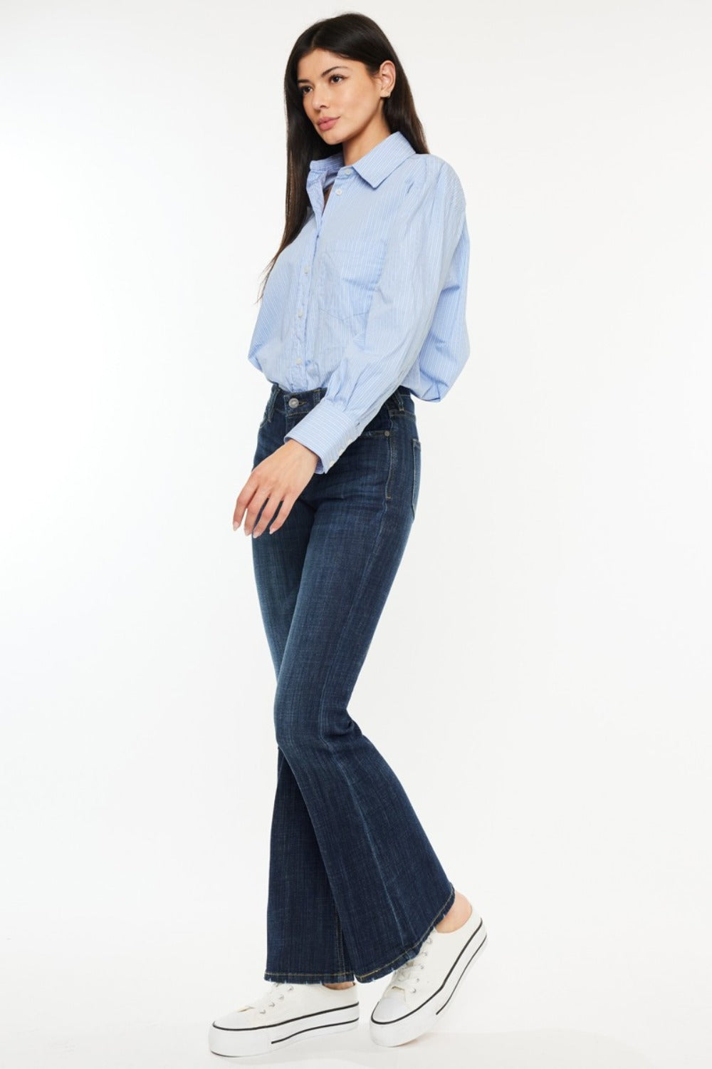 Kancan Dark Mid Rise Flare Jeans - Whimsical Appalachian Boutique