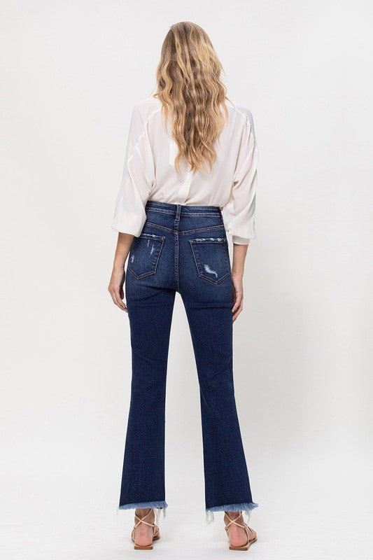 VERVET High Rise Distressed Hem Kick Flare Jeans - Whimsical Appalachian Boutique