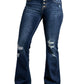 Button Fly Distressed Bootcut Jeans