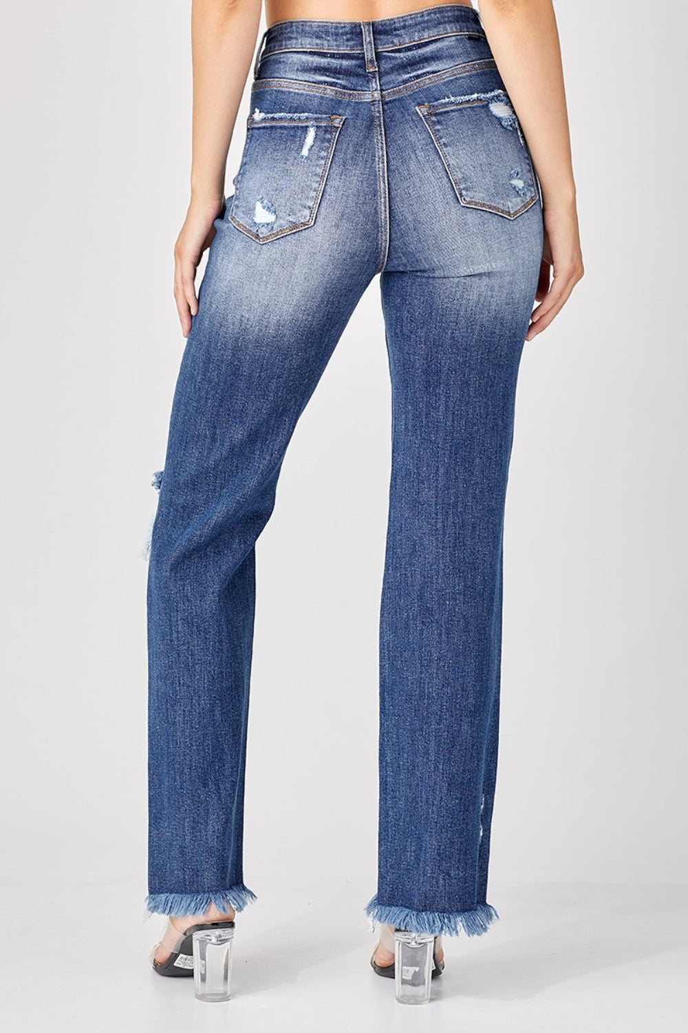 RISEN Raw Hem Distressed Straight Jeans - Whimsical Appalachian Boutique