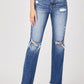 RISEN Raw Hem Distressed Straight Jeans - Whimsical Appalachian Boutique