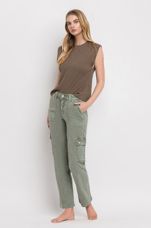 VERVET High Rise Cargo Straight Jeans - Whimsical Appalachian Boutique