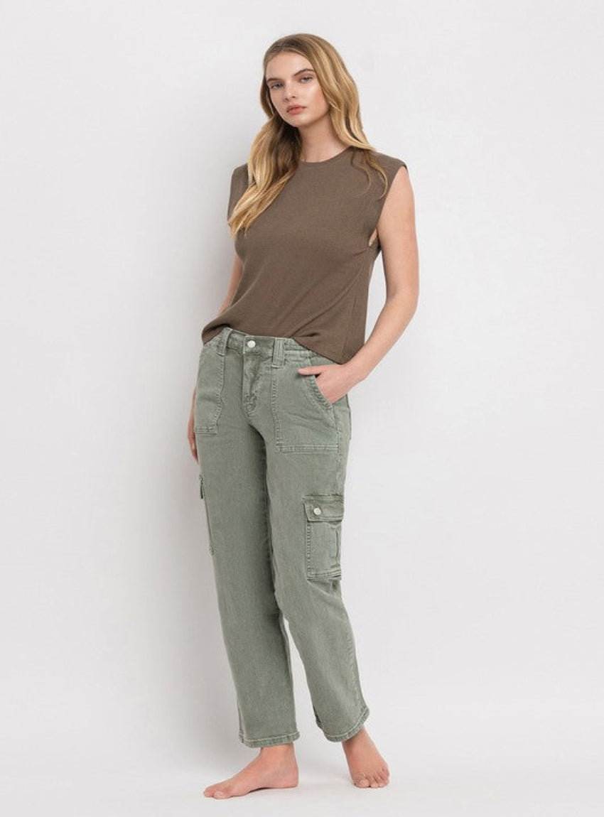 VERVET High Rise Cargo Straight Jeans