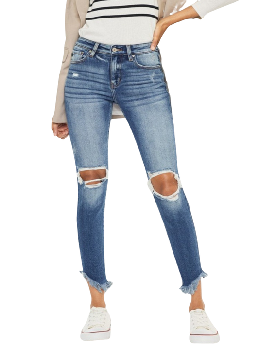 Kancan Distressed Raw Hem Ankle Skinny Jeans - Whimsical Appalachian Boutique