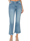 RISEN Cropped Frayed Hem High Rise Flare Jeans - Whimsical Appalachian Boutique