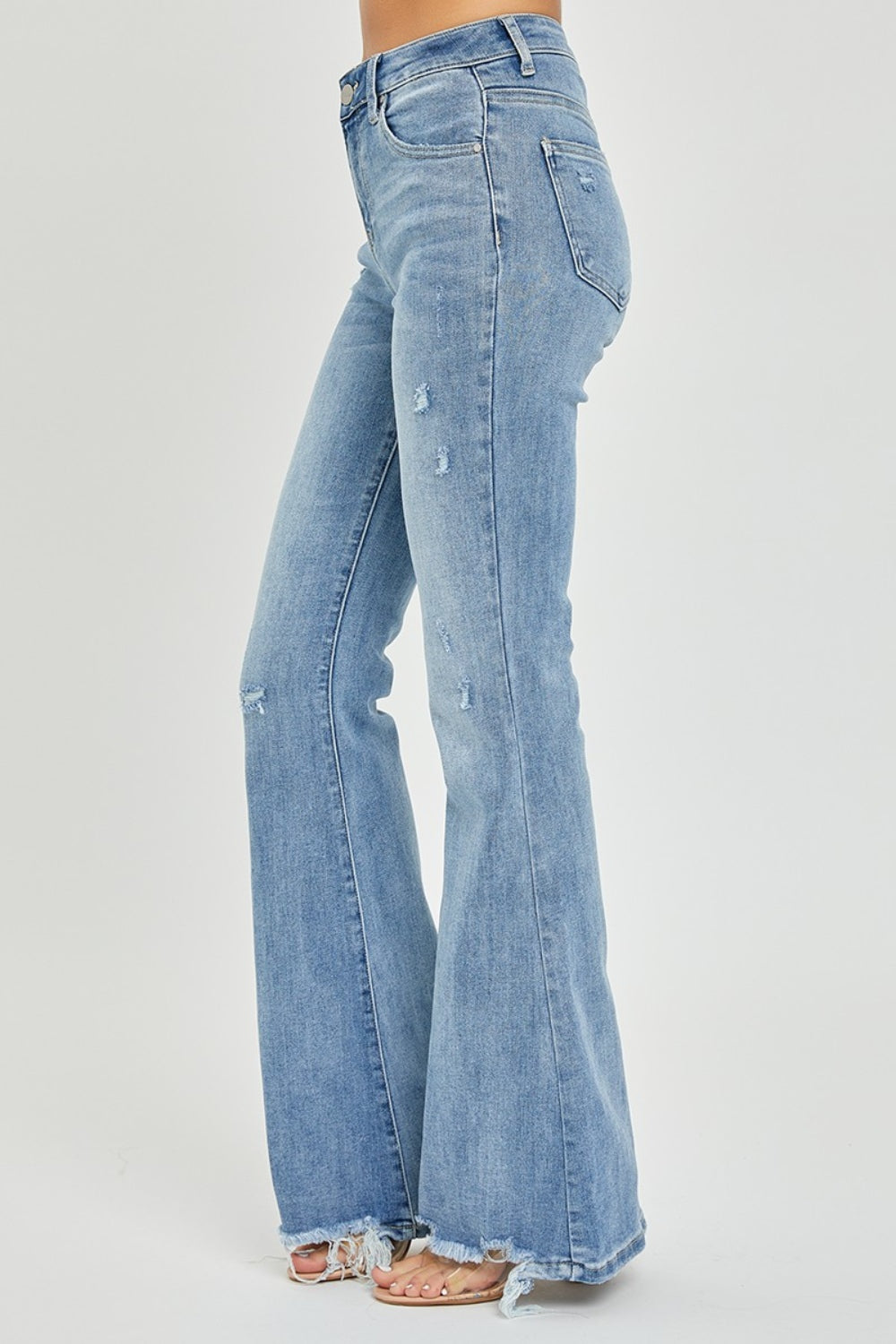 RISEN Frayed Hem High Rise Flare Jeans - Whimsical Appalachian Boutique